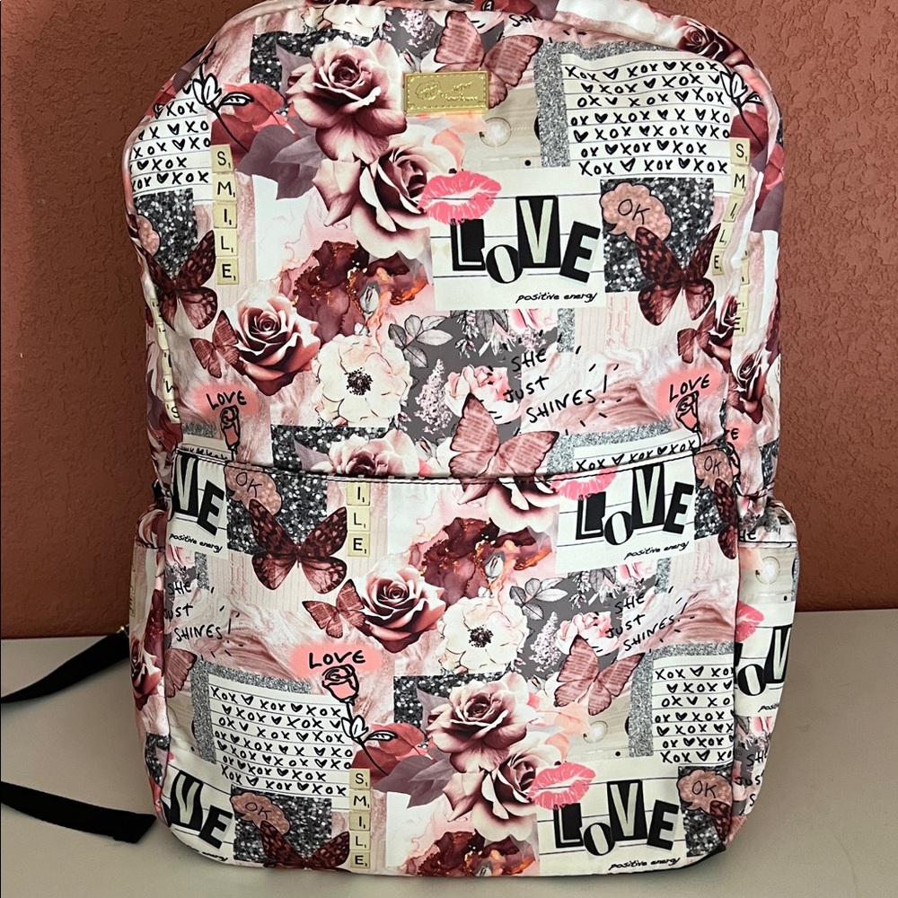 Betsey Johnson Pink Floral Love Backpack